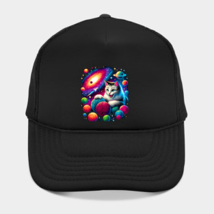 Cat in Space, Funny Colorful Cotton Balls Hat