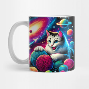 Cat in Space, Funny Colorful Cotton Balls Mug