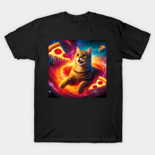 Cat with Pizza in Space, Funny Pizza Lover T-Shirt