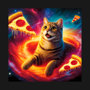 Cat with Pizza in Space, Funny Pizza Lover T-Shirt