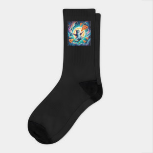 Cat with Pizza in Space, Funny Pizza Lover Socks