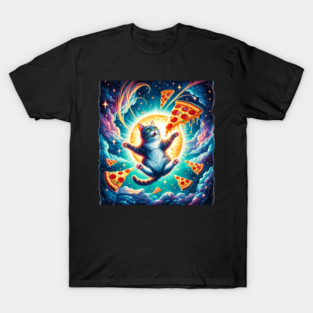 Cat with Pizza in Space, Funny Pizza Lover T-Shirt