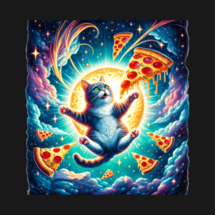 Cat with Pizza in Space, Funny Pizza Lover T-Shirt