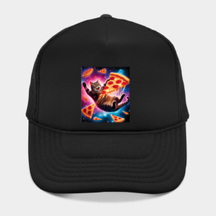 Cat with Pizza in Space, Funny Pizza Lover Hat