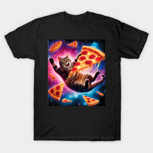 Cat with Pizza in Space, Funny Pizza Lover T-Shirt