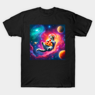 Cat with Pizza in Space, Funny Pizza Lover T-Shirt