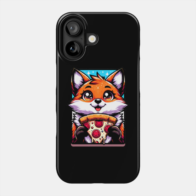 Funny Fox with Pizza Phone Case by logiamerch