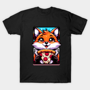 Funny Fox with Pizza T-Shirt