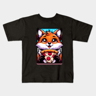 Funny Fox with Pizza Kids T-Shirt