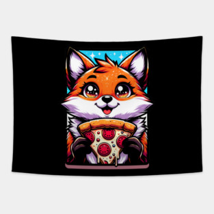 Funny Fox with Pizza Tapestry