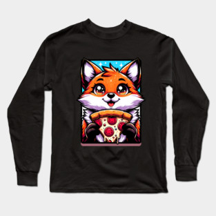 Funny Fox with Pizza Long Sleeve T-Shirt