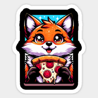 Funny Fox with Pizza Sticker