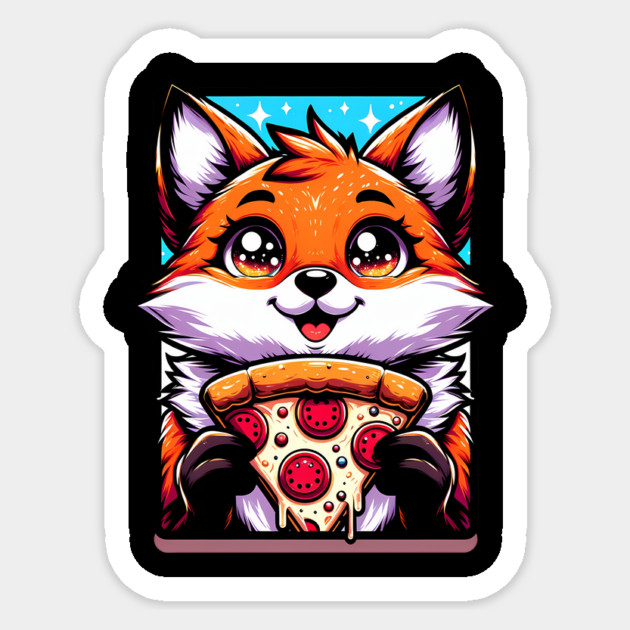 Funny Fox with Pizza Sticker by logiamerch