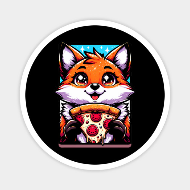 Funny Fox with Pizza Magnet by logiamerch