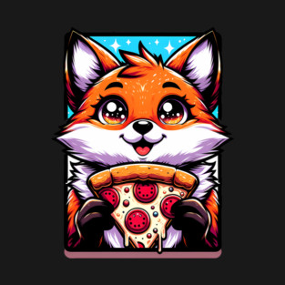 Funny Fox with Pizza T-Shirt