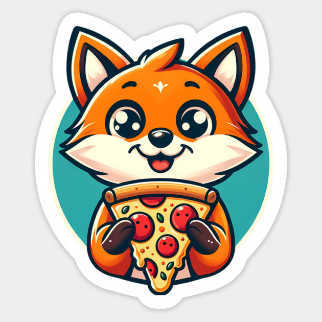 Cute Fox with Pizza Sticker by logiamerch