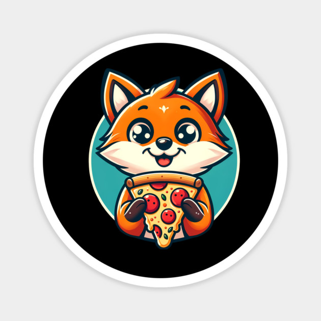 Cute Fox with Pizza Magnet by logiamerch