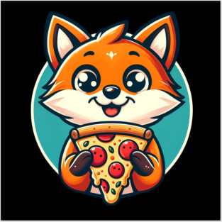 Cute Fox with Pizza Posters and Art
