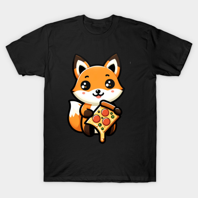 Funny Fox with Pizza T-Shirt by logiamerch