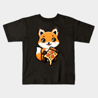 Funny Fox with Pizza Kids T-Shirt