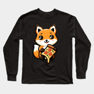 Funny Fox with Pizza Long Sleeve T-Shirt