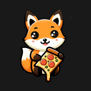 Funny Fox with Pizza T-Shirt
