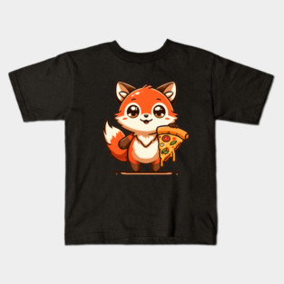 Funny Fox with Pizza Kids T-Shirt