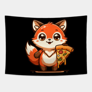 Funny Fox with Pizza Tapestry