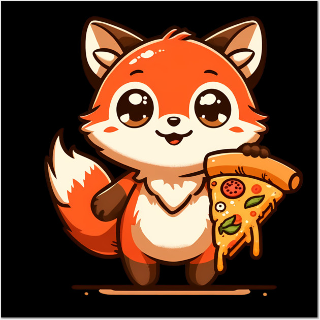 Funny Fox with Pizza Wall Art by logiamerch