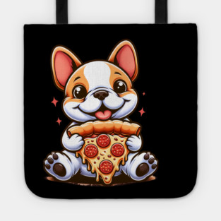 Cute French Bulldog with Pizza Tote