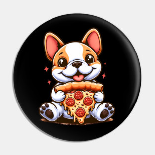 Cute French Bulldog with Pizza Pin
