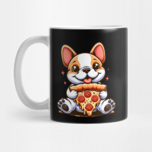 Cute French Bulldog with Pizza Mug