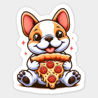 Cute French Bulldog with Pizza Sticker