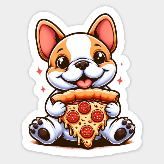 Cute French Bulldog with Pizza Sticker by logiamerch