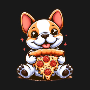 Cute French Bulldog with Pizza T-Shirt