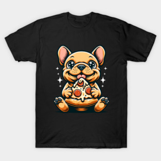 Cute French Bulldog with Pizza T-Shirt