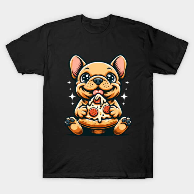 Cute French Bulldog with Pizza T-Shirt by logiamerch