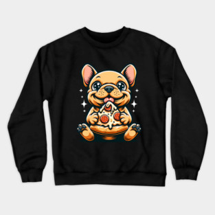 Cute French Bulldog with Pizza Crewneck Sweatshirt