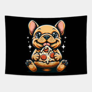 Cute French Bulldog with Pizza Tapestry