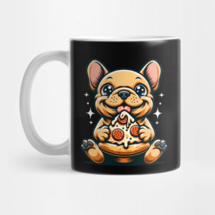 Cute French Bulldog with Pizza Mug