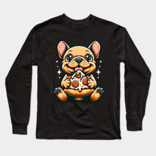Cute French Bulldog with Pizza Long Sleeve T-Shirt