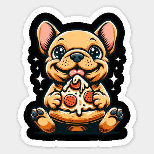 Cute French Bulldog with Pizza Sticker