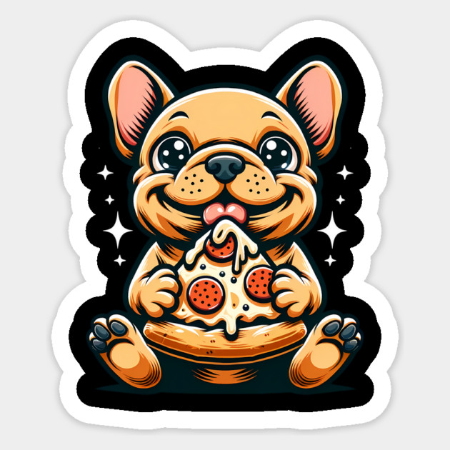 Cute French Bulldog with Pizza Sticker by logiamerch