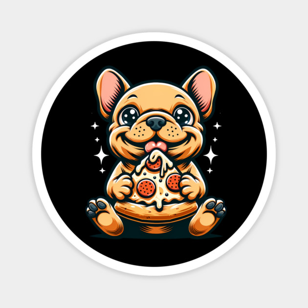 Cute French Bulldog with Pizza Magnet by logiamerch