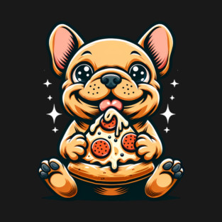 Cute French Bulldog with Pizza T-Shirt