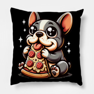 Cute French Bulldog with Pizza Pillow