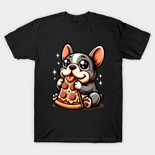 Cute French Bulldog with Pizza T-Shirt by logiamerch