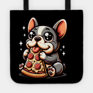 Cute French Bulldog with Pizza Tote