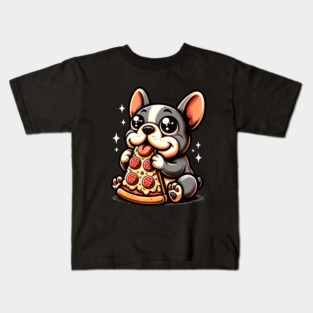 Cute French Bulldog with Pizza Kids T-Shirt