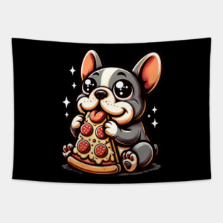 Cute French Bulldog with Pizza Tapestry